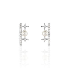Damen Ohrstecker Weißgold 375 Zirkonia Zuchtperlen - Ohrstecker Damen | OROVIVO
