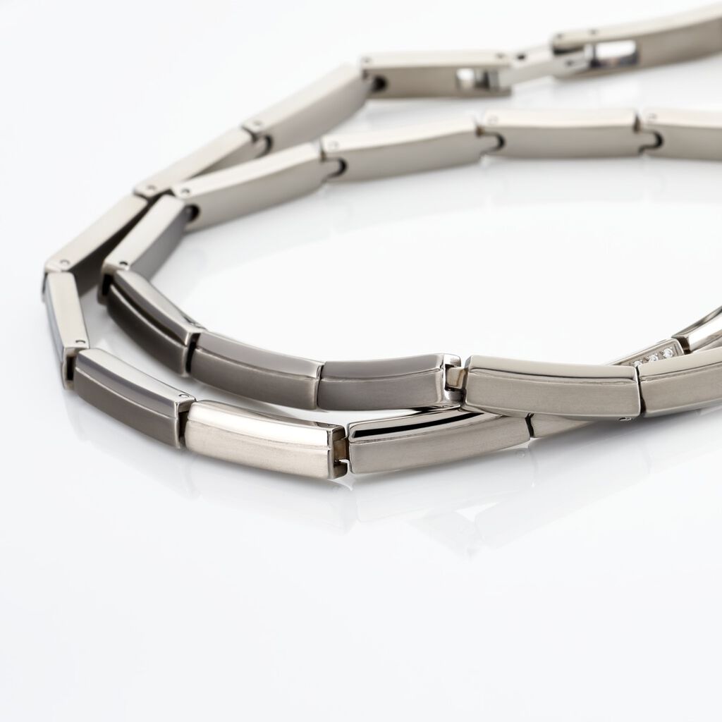 KIMBERLY Damen Collier Titan Zirkonia Wei&szlig; 0,220 ct Rechteckig B 5 mm