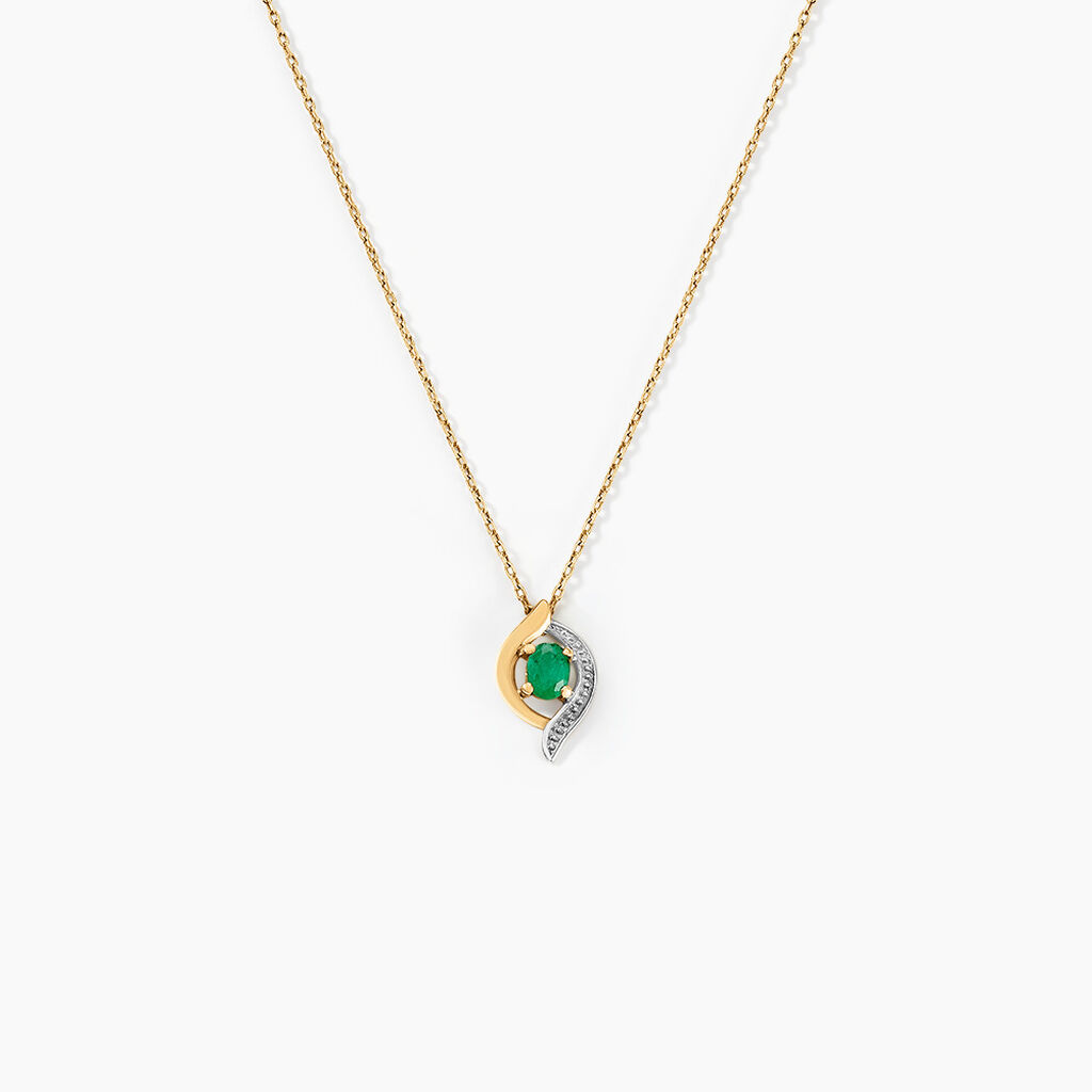 Collier Or Jaune Lydia Vague Emeraude Oxyde - Spannringe Damen | OROVIVO