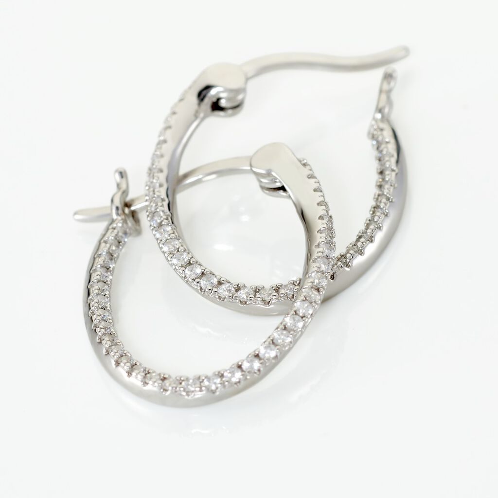 HOOPSA Damen Creolen Silber Silber 925 Zirkonia Wei&szlig; 0,58 ct B 22,6 mm
