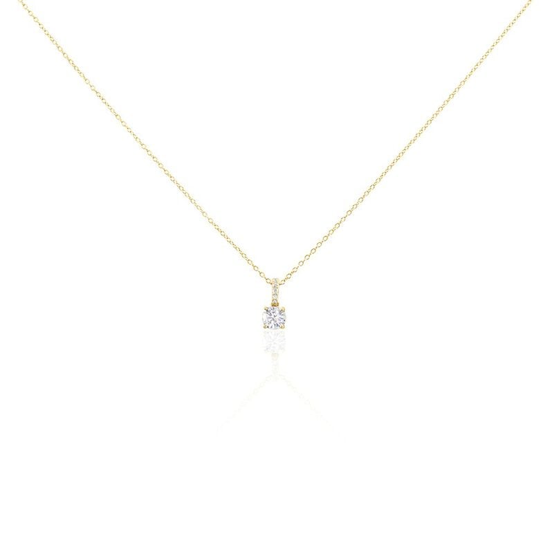 PAULINA Damen Collier Silber vergoldet 925 Zirkonia Wei&szlig; 1,35 ct B 1,15 mm - Halsketten Damen | OROVIVO