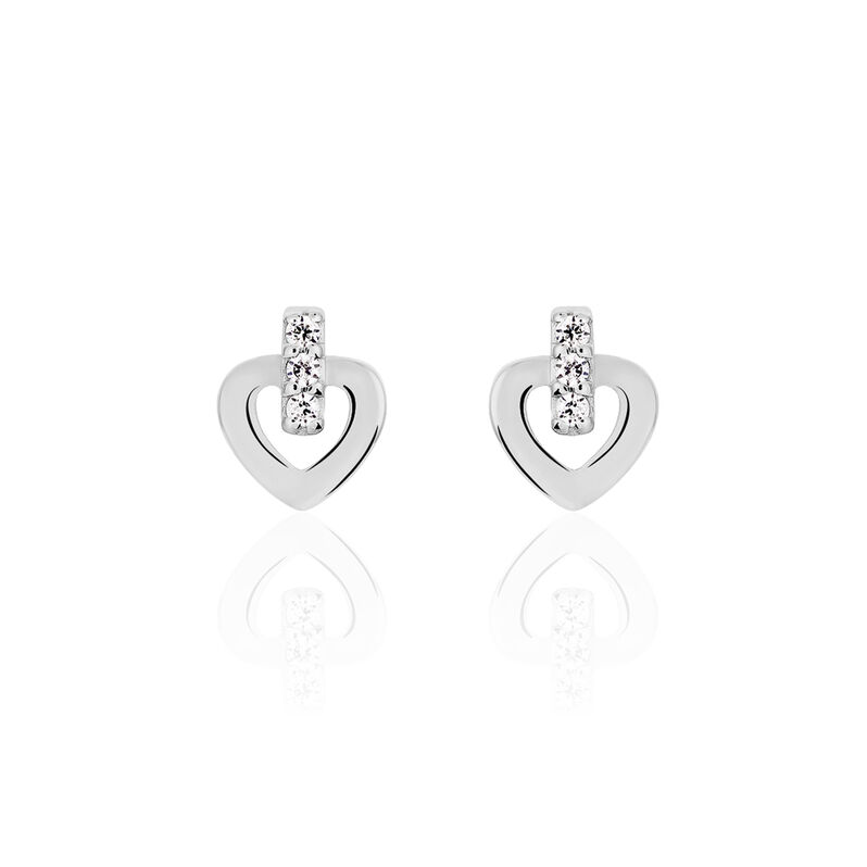 Damen Ohrstecker Silber 925 Zirkonia Herz - Ohrstecker Damen | OROVIVO