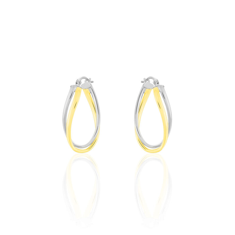 Damen Creolen Gold 375 Bicolor Welle - Creolen Damen | OROVIVO