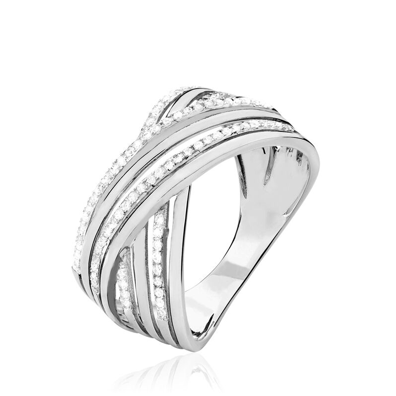 Bague Jeanine Or Blanc Oxyde De Zirconium - Spannringe Damen | OROVIVO