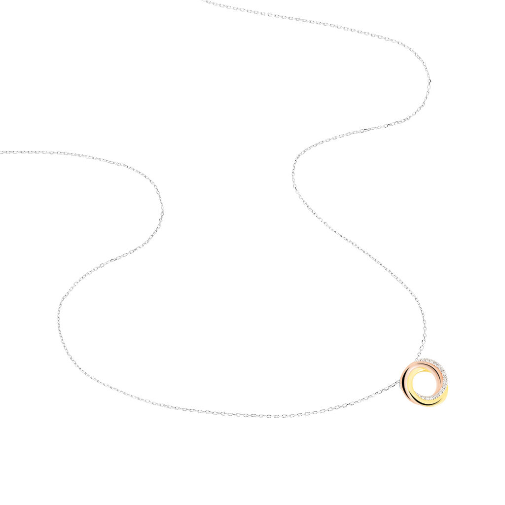 Trici Damen Collier Gold 375 (9 Karat) Diamant Wei&szlig; 0,05 ct Kreis