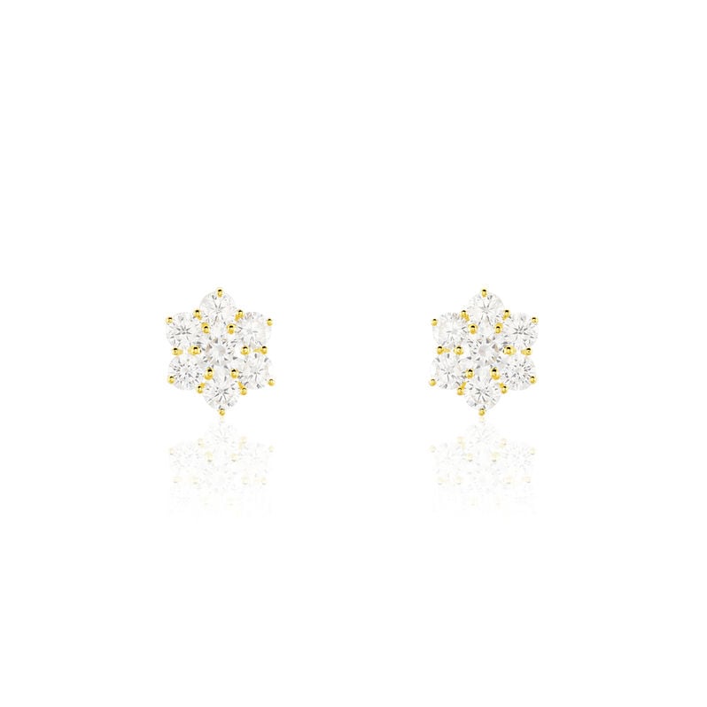 Damen Ohrstecker Gold 375 (9 Karat) Zirkonia Wei&szlig; 3,61 ct Blume - Ohrstecker Damen | OROVIVO