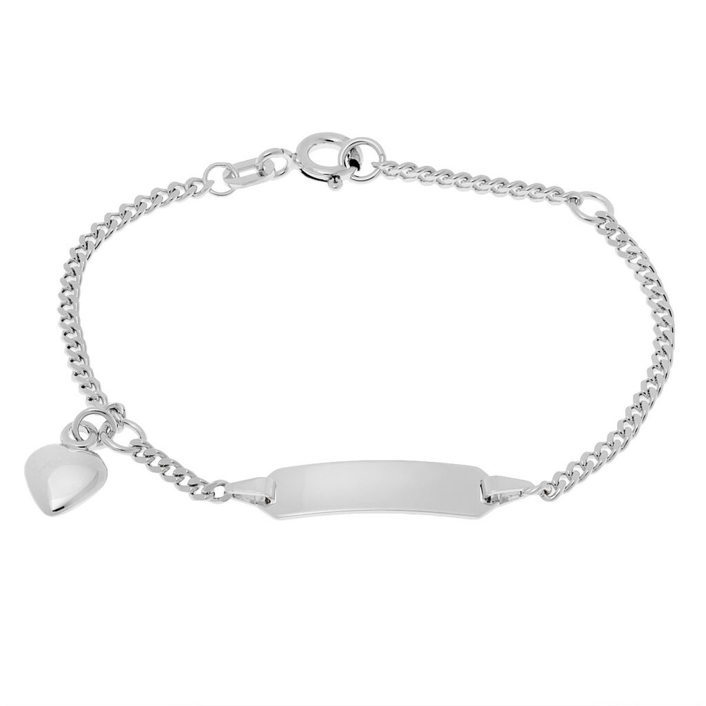 🦚 Kinder Id Armband Panzerkette Silber 925 Herz, ID Armband ohne Stein