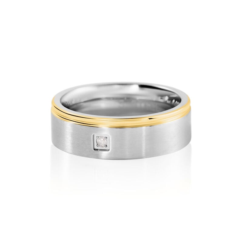 BOND Damen Ring Edelstahl Bicolor Gold/Silber Diamant Wei&szlig; 0,020 ct B 6 mm - Verlobungsringe Damen | OROVIVO
