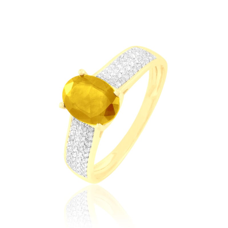 Bague Crista Or Jaune Citrine Et Diamant - Spannringe Damen | OROVIVO