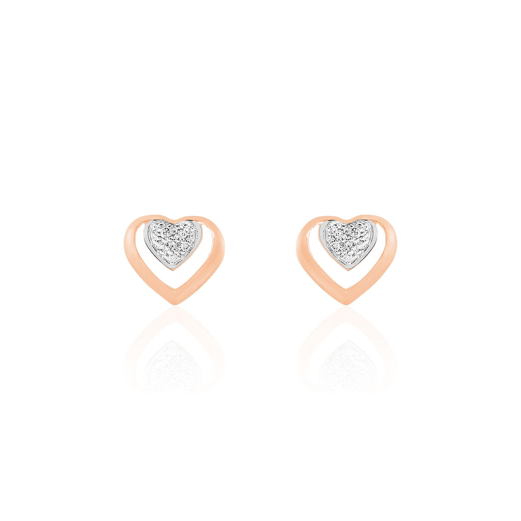 Boucles D'oreilles Puces Liana Or Rose Diamant - Spannringe Damen | OROVIVO