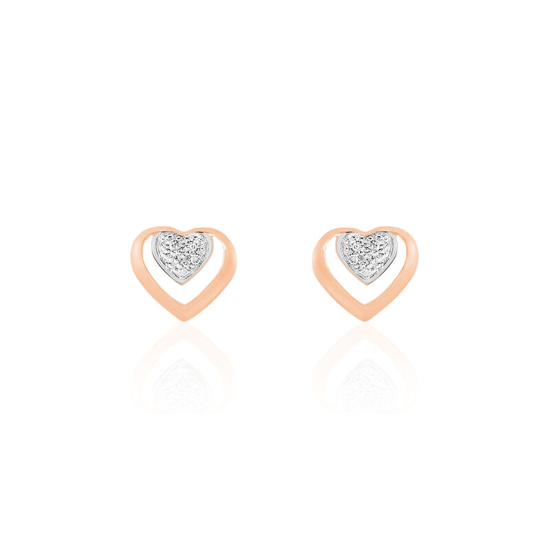 Boucles D'oreilles Puces Liana Or Rose Diamant - Spannringe Damen | OROVIVO