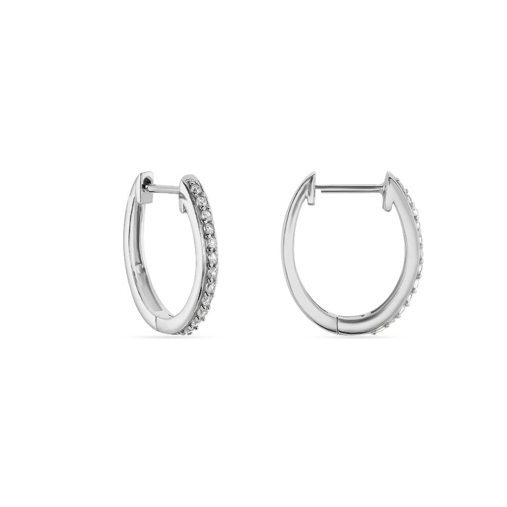 THEOPHANEE Damen Creolen Silber 925 Zirkonia Weiß 0,08 ct B 0,91 mm, Creolen mit Stein