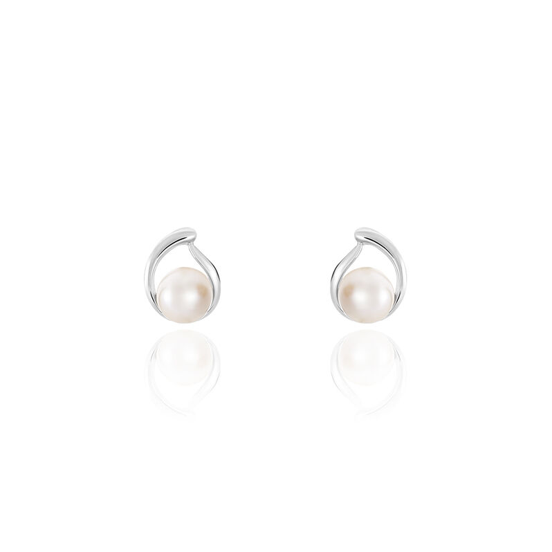 DROP 2 Damen Ohrstecker Weißgold 375 (9 Karat) Zuchtperle Perlmutt Tropfen - Ohrstecker Damen | OROVIVO