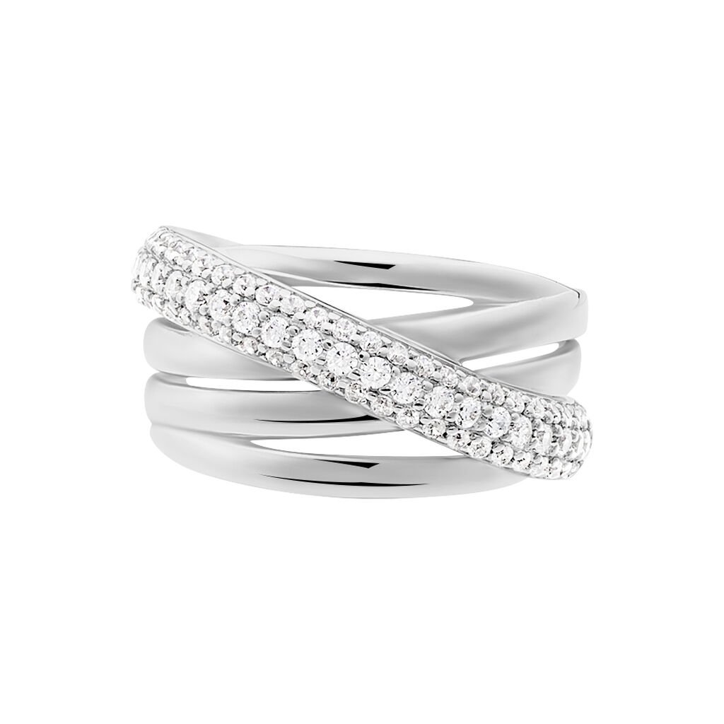 Damen Ring Silber 925 Zirkonia Wei&szlig; B 13 mm