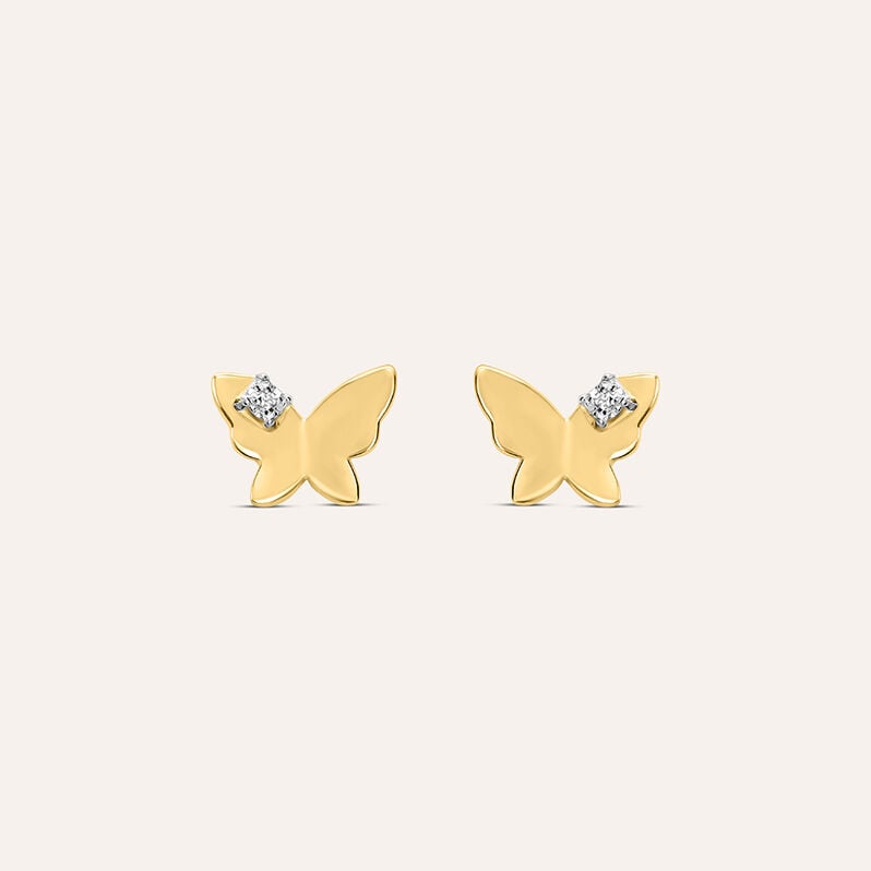 Orecchini Lobo Mon Petit Oro Bicolore Diamante - Spannringe Kinder | OROVIVO