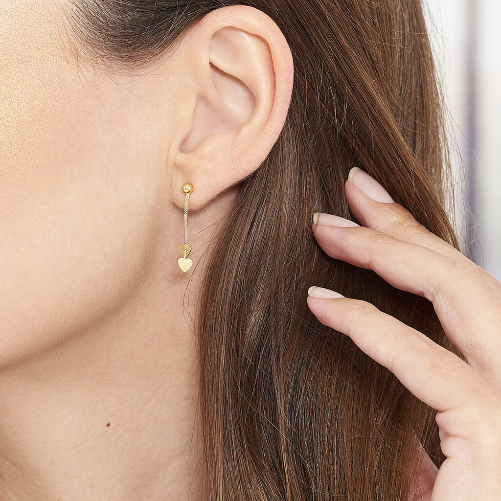 Damen Ohrstecker Lang Gold 375 Herz - Ohrringe Damen | OROVIVO
