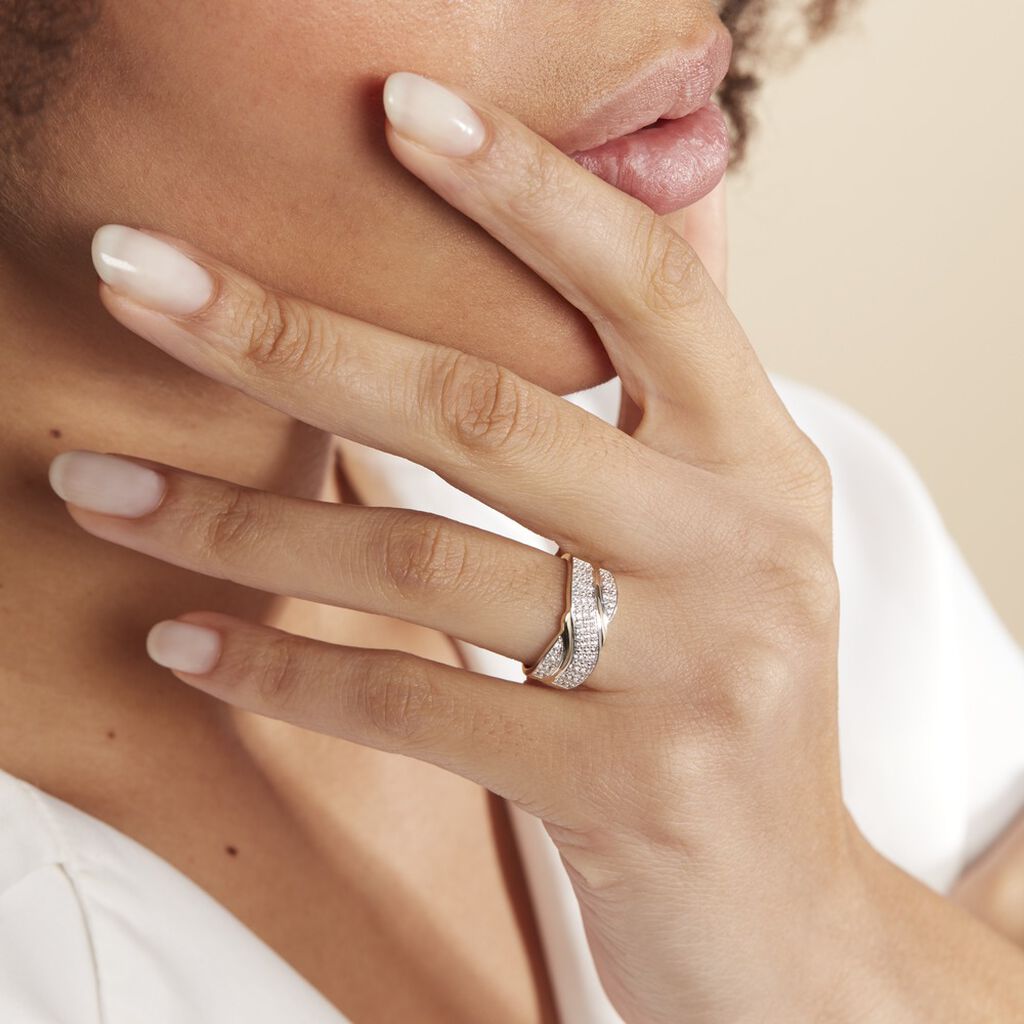 Bague Or Jaune Bandeau Oxydes - Spannringe Damen | OROVIVO