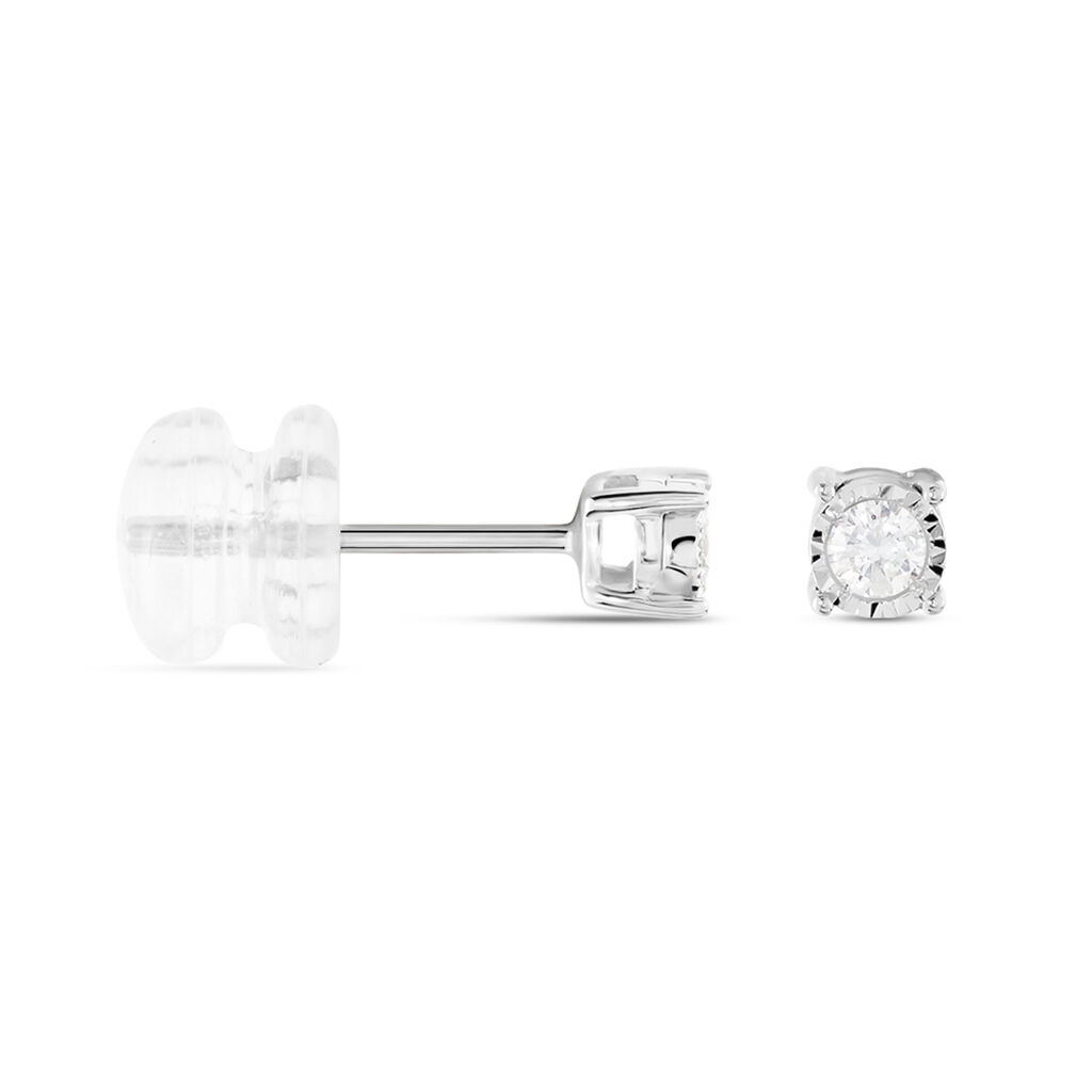 Damen Ohrstecker Weißgold 375 Diamant 0,08ct Viereck Illusion Pastille  - Ohrstecker Damen | OROVIVO