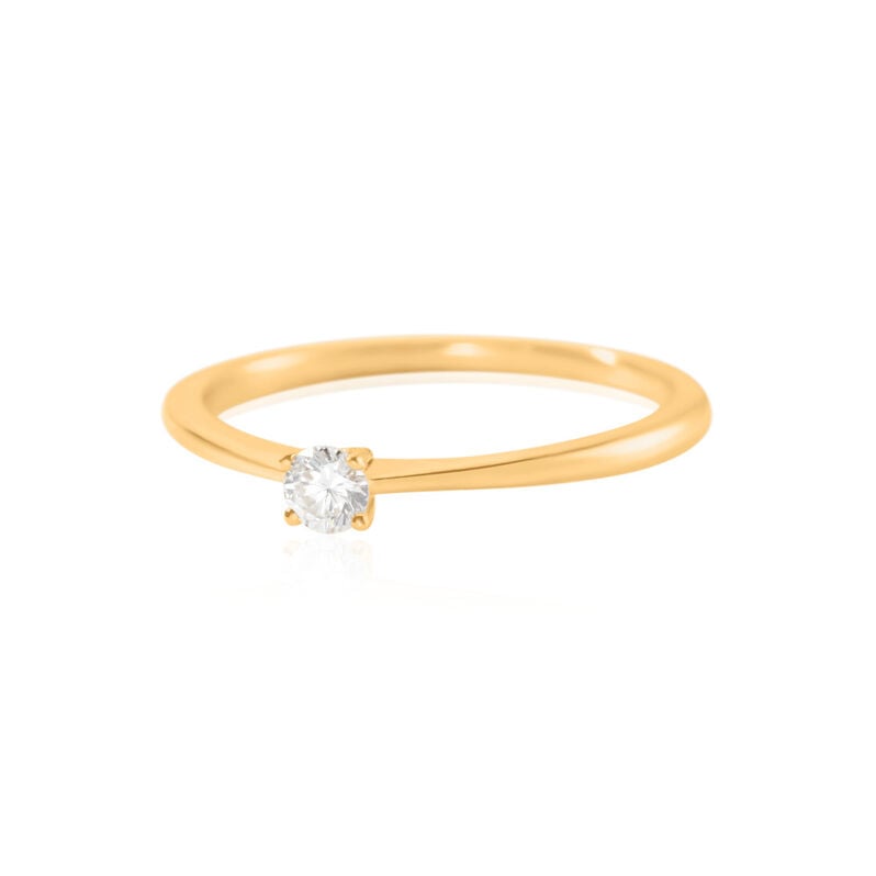 VICTORIA Damen Ring Gold 585 (14 Karat) Diamant Weiß 0,11 ct - Ringe mit Stein Damen | OROVIVO