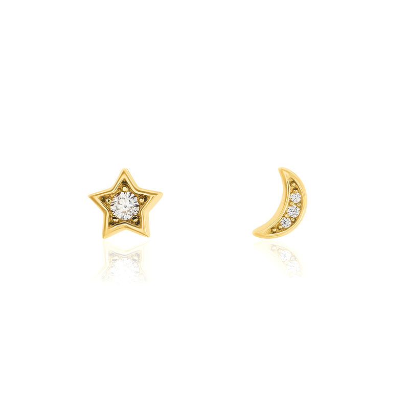Damen Ohrstecker Silber vergoldet 925 Zirkonia Stern Stars  - Ohrstecker Damen | OROVIVO