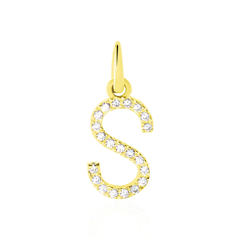 Anh&auml;nger Gold 375 Zirkonia Buchstabe S - Schmuckanh&auml;nger Familie | OROVIVO