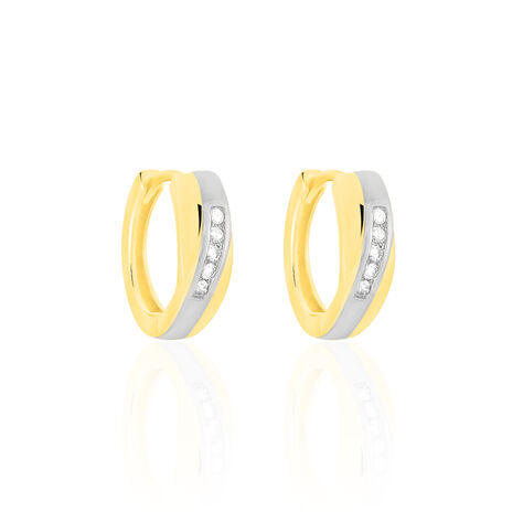 Damen Creolen Gold 333 Bicolor Diamant 0,1ct  - Creolen Damen | OROVIVO