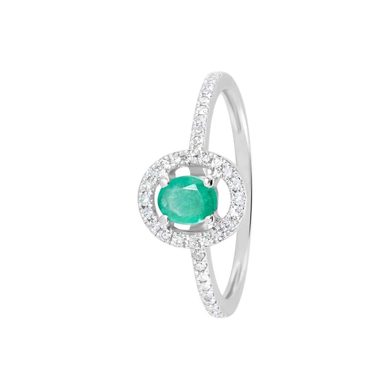Anello Solitario Elizabeth Crown Oro Bianco Smeraldo Diamante - Spannringe Damen | OROVIVO