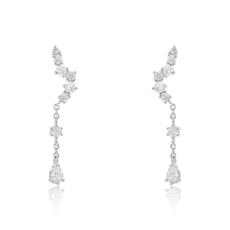 Boucles D'oreilles Pendantes Lir Argent Weiss Oxyde De Zirconium - Spannringe Damen | OROVIVO