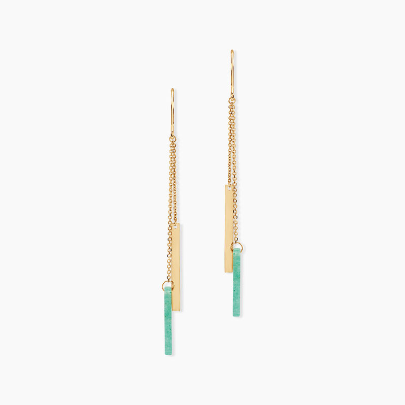 Boucles D'oreilles Pendantes Halcyone Or Jaune Aventurine - Spannringe Damen | OROVIVO