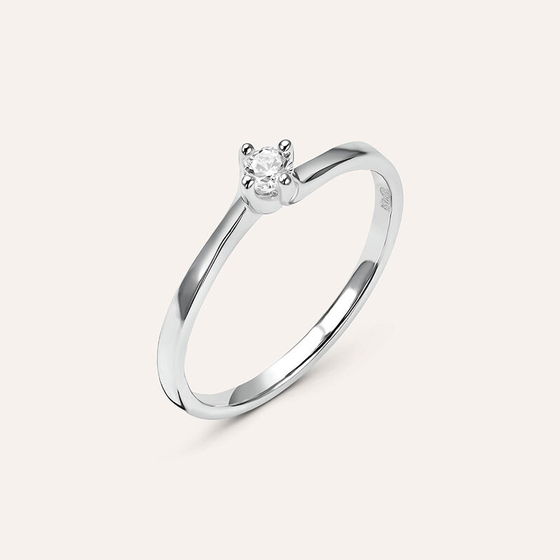 Anello Solitario Valentino Silver Elegance Argento Rodiato Cubic Zirconia - Spannringe Damen | OROVIVO