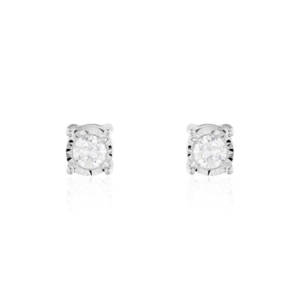 Damen Ohrstecker Weißgold 375 Diamant 0,08ct Viereck Illusion Pastille , Ohrstecker mit Stein