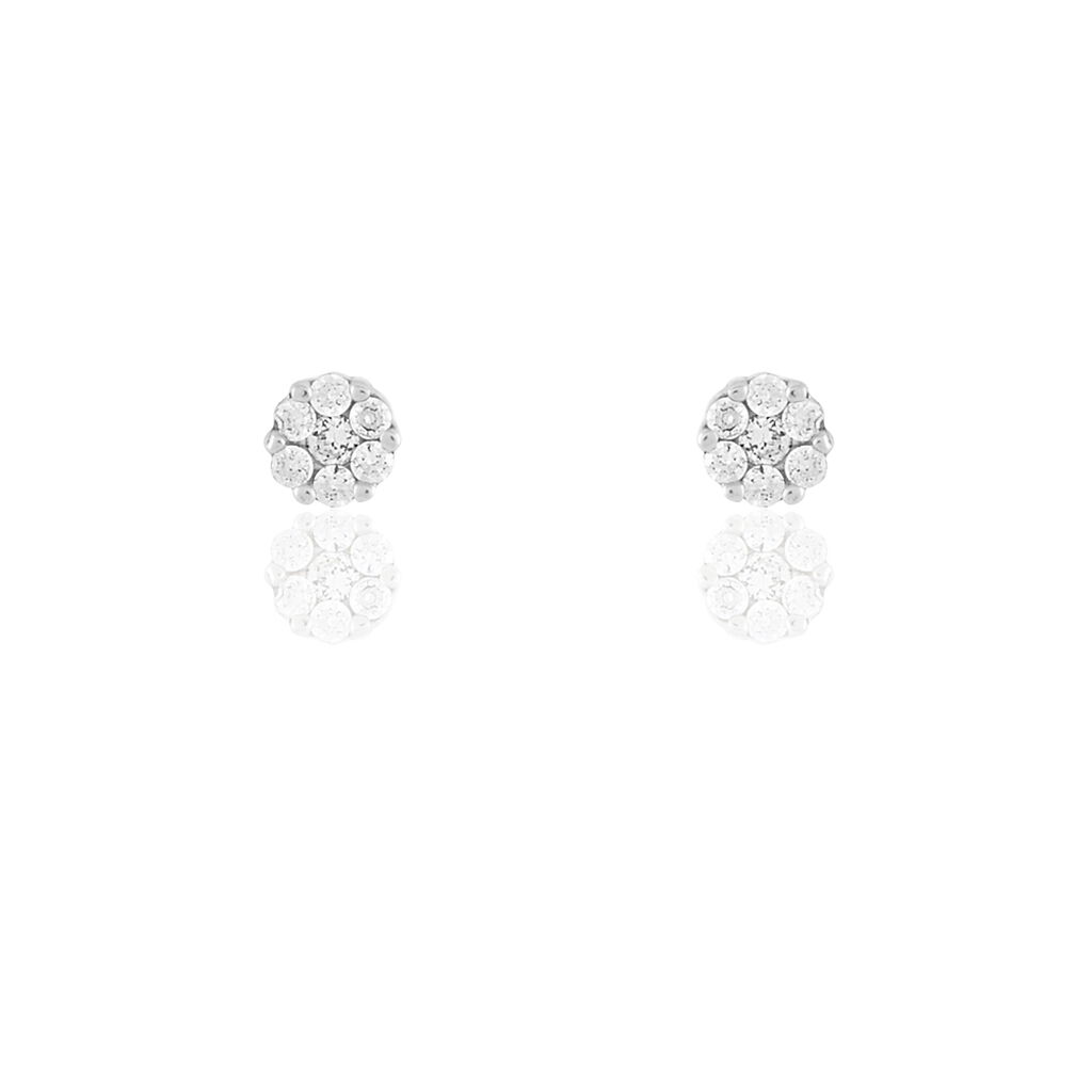 LIDIA 1 Damen Ohrstecker Wei&szlig;gold 375 (9 Karat) Zirkonia Wei&szlig; Blume