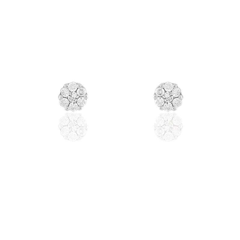 LIDIA 1 Damen Ohrstecker Wei&szlig;gold 375 (9 Karat) Zirkonia Wei&szlig; Blume - Ohrstecker Damen | OROVIVO