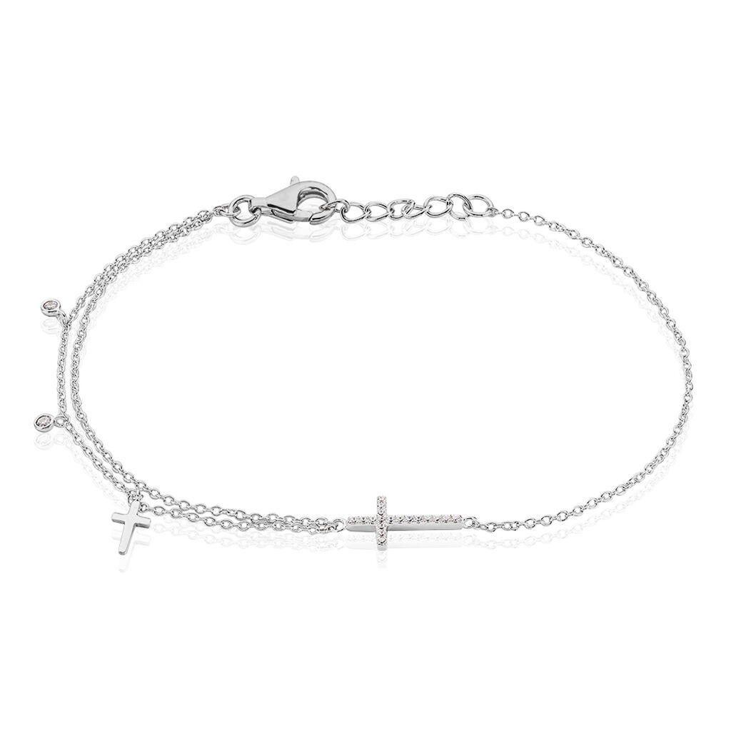 🦚 Damen Armband Silber 925 Zirkonia Religiöses Kreuz, Armband mit Stein 🦚 Damen Armband Silber 925 Zirkonia Religiöses Kreuz, Armband mit Stein