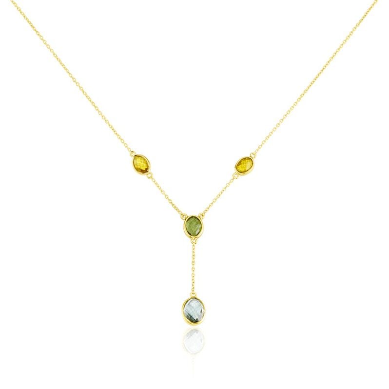 ZORNICA Damen Collier Silber vergoldet 925 Andere Steine Gr&uuml;n 1,45 ct - Halsketten Damen | OROVIVO