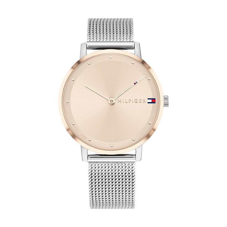 Orologio solo tempo Pippa cinturino argento e cassa acciaio oro rosa - Spannringe Damen | OROVIVO