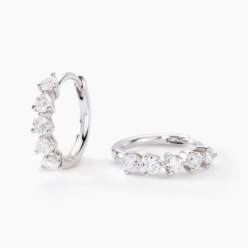 Créoles Katana Or Weiss Diamant Synthétique - Spannringe Damen | OROVIVO