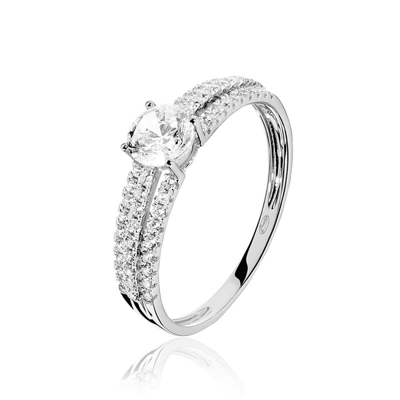 Bague Solitaire Ceridwen 3 Rangs Or Blanc Oxyde De Zirconium - Spannringe Damen | OROVIVO