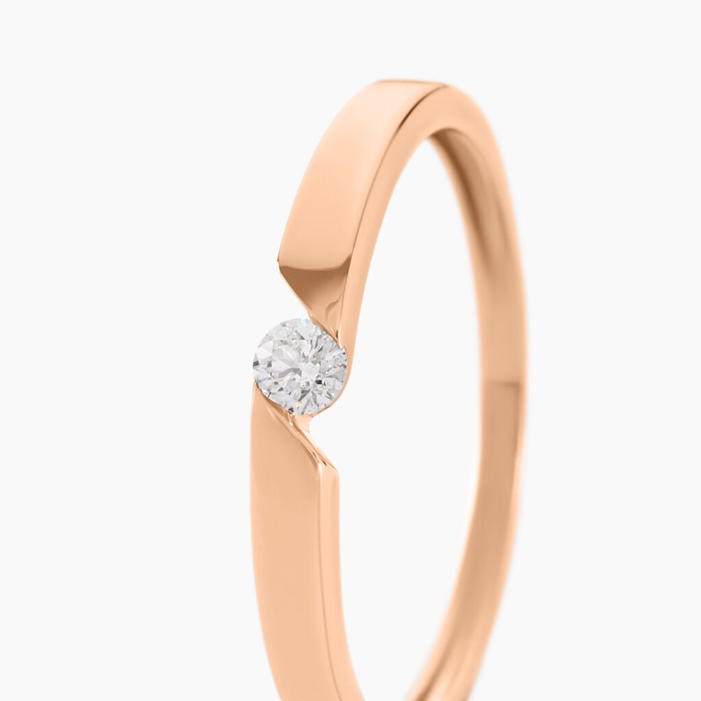 Bague Solitaire Anilie Or Rose Diamant - Spannringe Damen | OROVIVO
