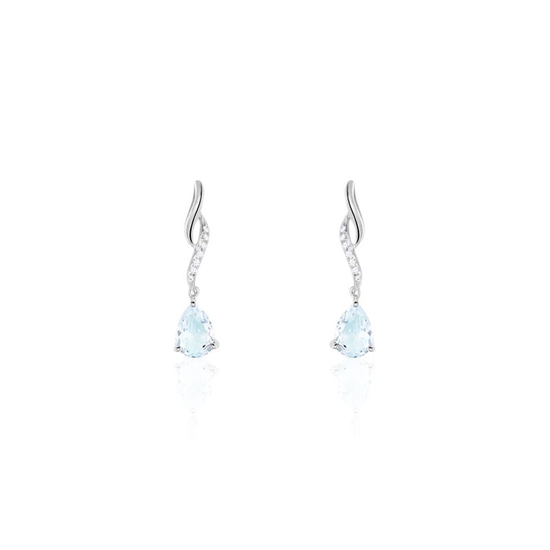 Boucles D'oreilles Pendantes Assaf Or Weiss Topaze Et Oxyde - Spannringe Damen | OROVIVO