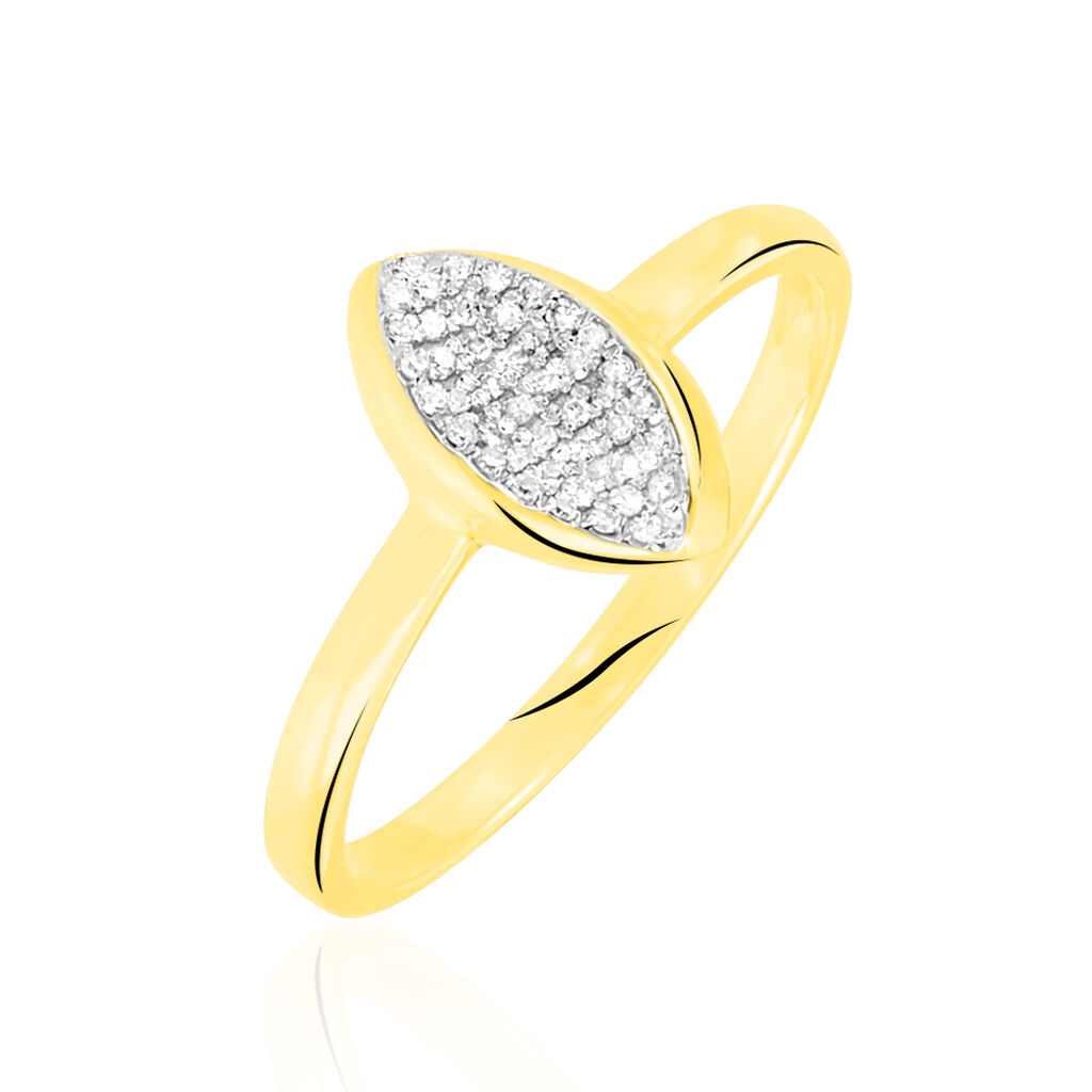 NEOLLE Damen Ring Gold 375 (9 Karat) Diamant Wei&szlig; 0,11 ct Mandel