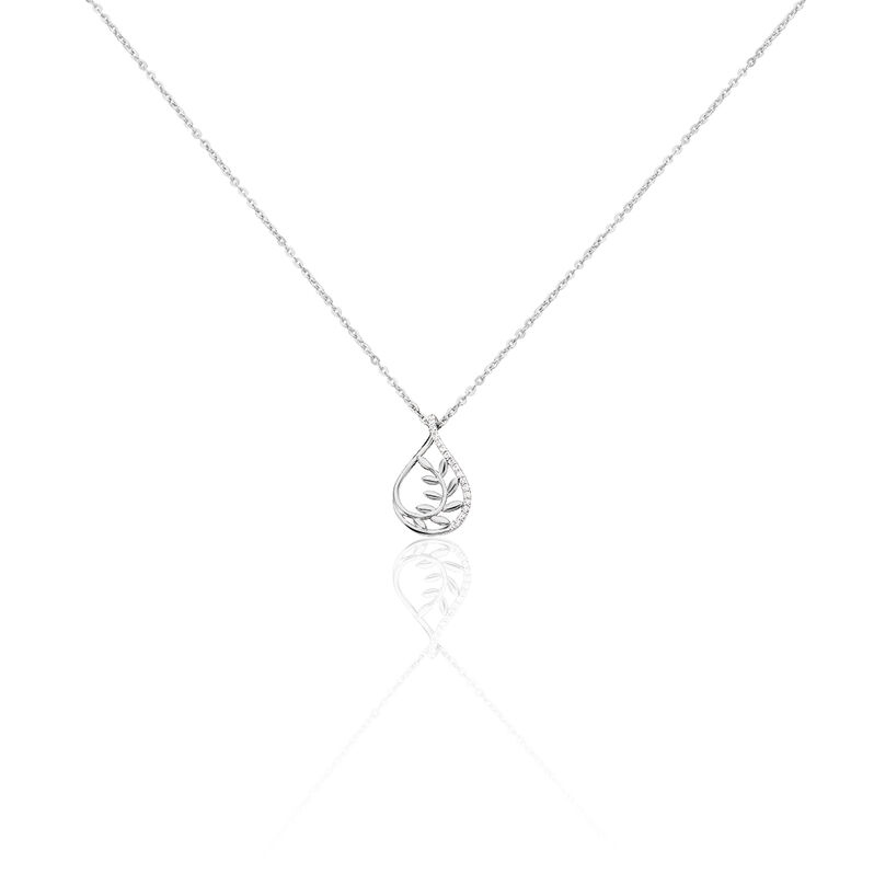 BERITA Damen Collier Silber 925 Zirkonia Wei&szlig; Blatt - Halsketten Damen | OROVIVO