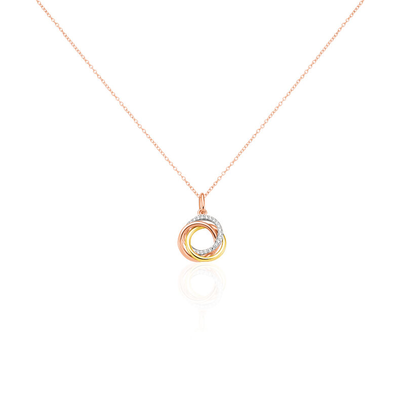 Damen Collier Silber Tricolor 925 Zirkonia Kreis Celeste - Halsketten Damen | OROVIVO