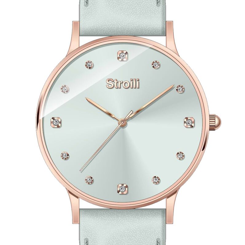 Solo tempo cassa e bracciale in acciaio e pelle quadrante verde menta - Spannringe Damen | OROVIVO