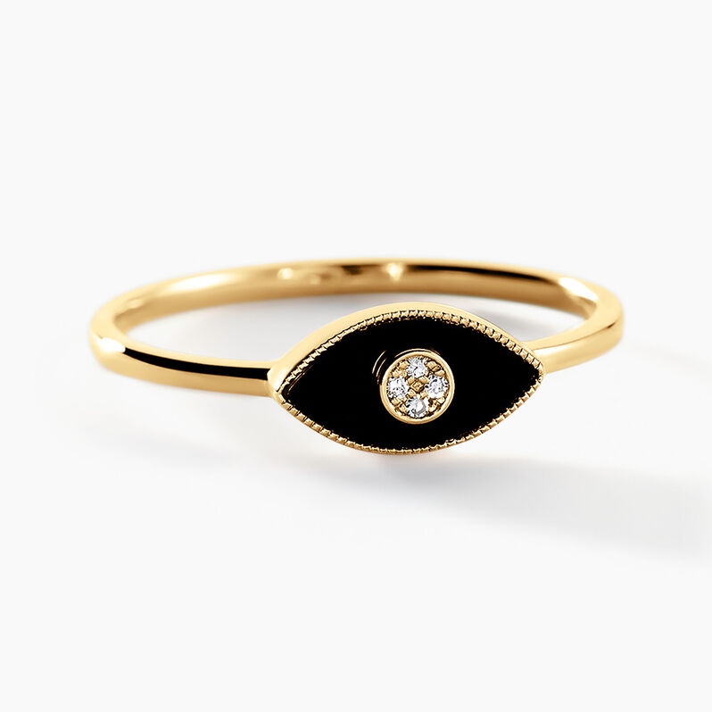 Bague Anubis Or Jaune Onyx Diamant - Spannringe Damen | OROVIVO