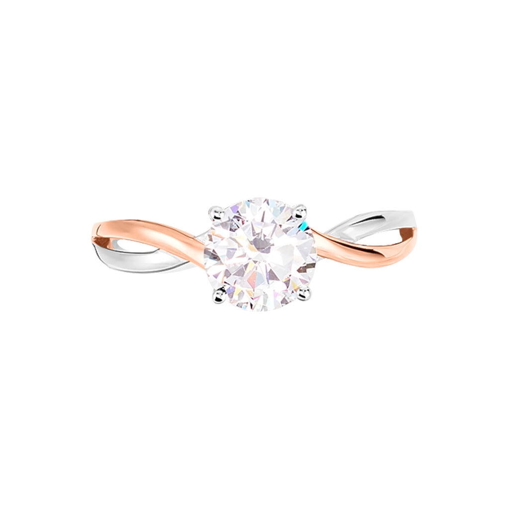 Bague Solitaire Micheline Or Bicolore Oxyde De Zirconium - Spannringe Damen | OROVIVO