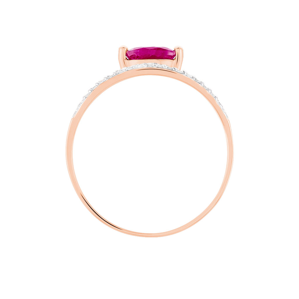 Damenring Roségold 375 Rubin Diamanten 0,06ct - Ringe mit Edelsteinen Damen | OROVIVO