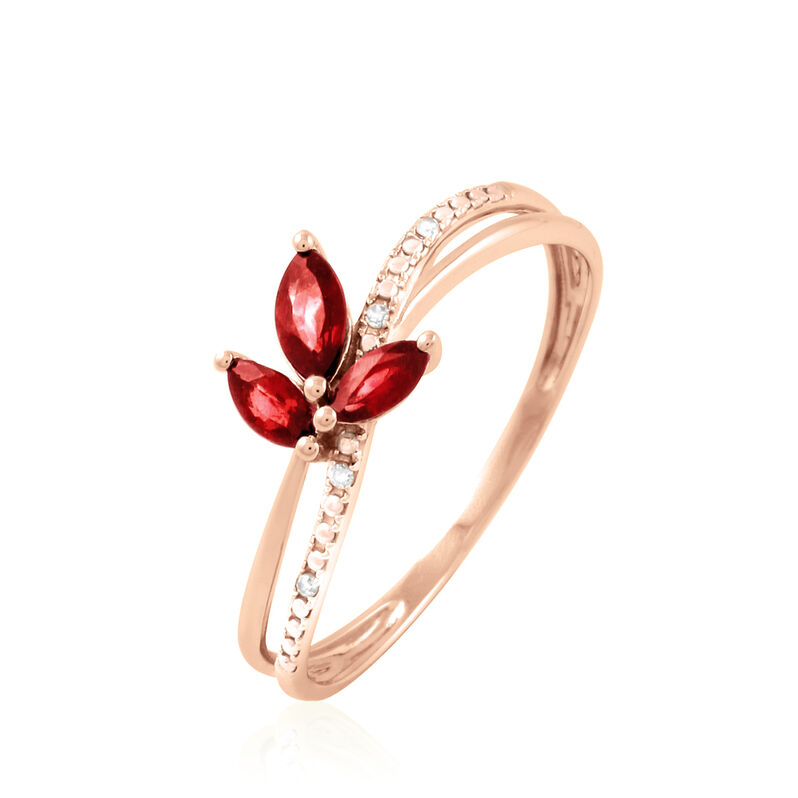 Bague Angie Or Rose Rubis Et Diamant - Spannringe Damen | OROVIVO