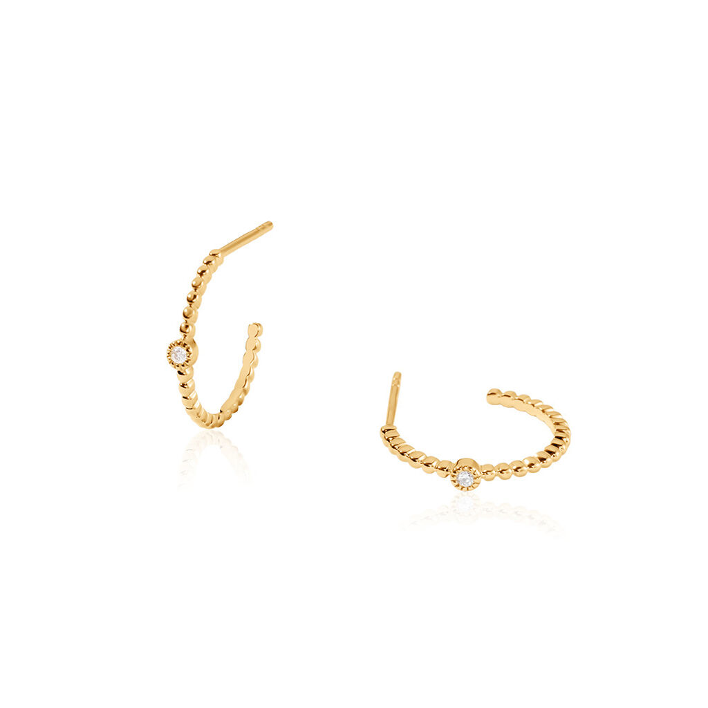 GIULIANA Damen Creolen Gold 375 (9 Karat) Diamant Wei&szlig; 0,03 ct