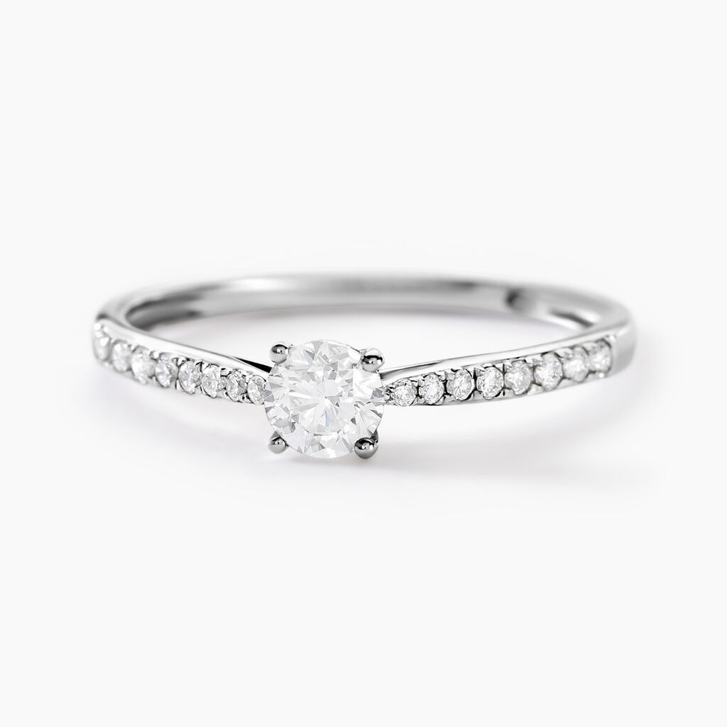 Bague Solitaire Hemera Or Blanc Diamant - Spannringe Damen | OROVIVO